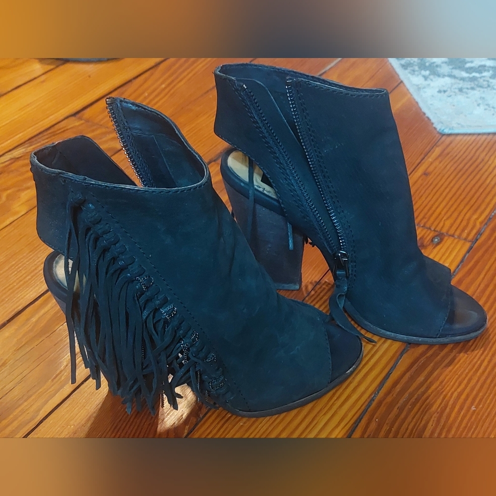 Black Fringe Booties